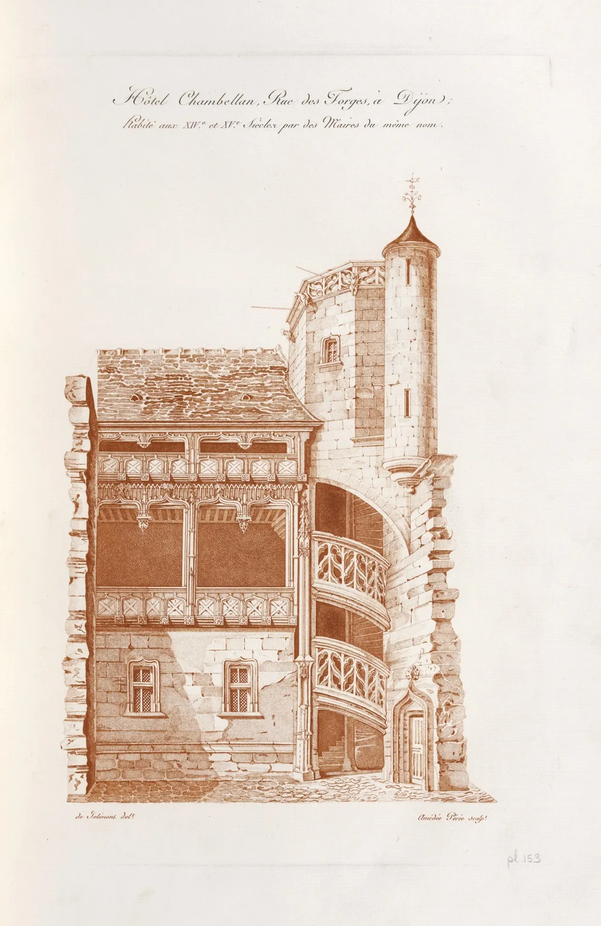 Hotel Chambellan Rue Des Forges A Dijon Habite Aux Xive Et Xve Siecles Par Des Maires Du Meme Nom by Nicolas Xavier Willemin - Canvas Print