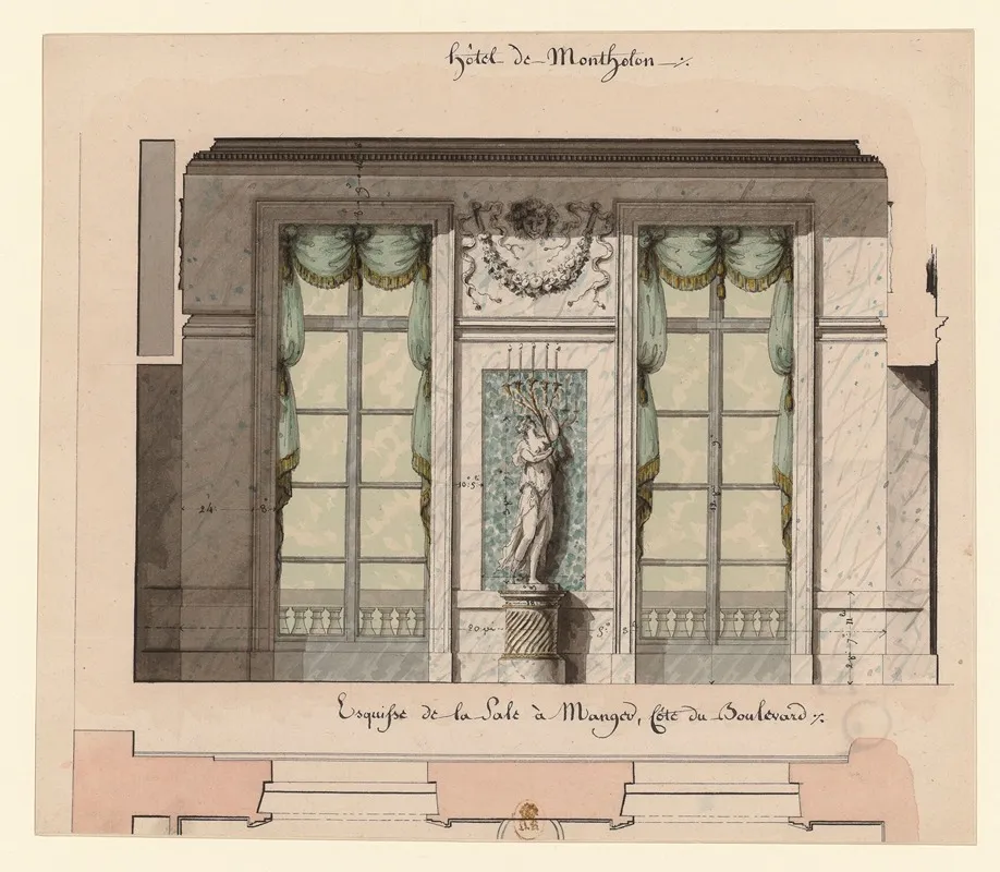 Hotel De Montholon Esquisse De La Sale A Manger Cote Du Boulevard