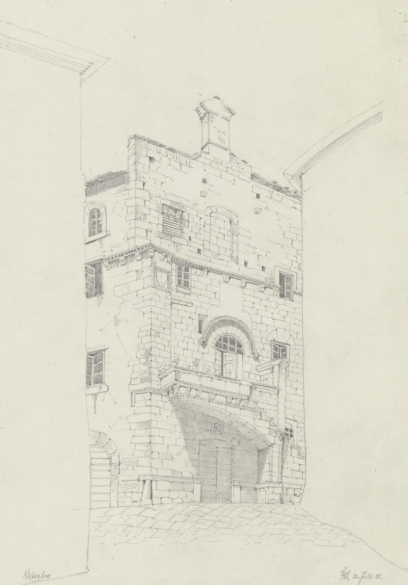 House In Viterbo by Friedrich Wilhelm Ludwig - Canvas Print