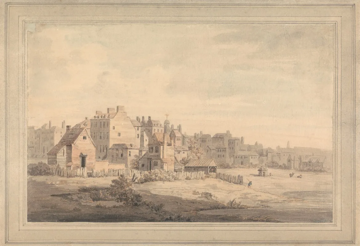 Houses By The Riverside by William Marlow - Canvas Print