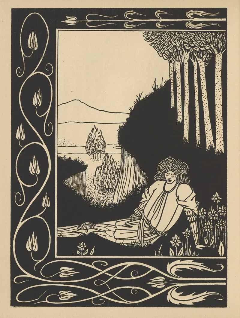 How King Mark And Sir Dinadan Heard Sir Palomides Making Great Sorrow And Mourning For La Beale Isoud by Aubrey Vincent Beardsley - Canvas Print