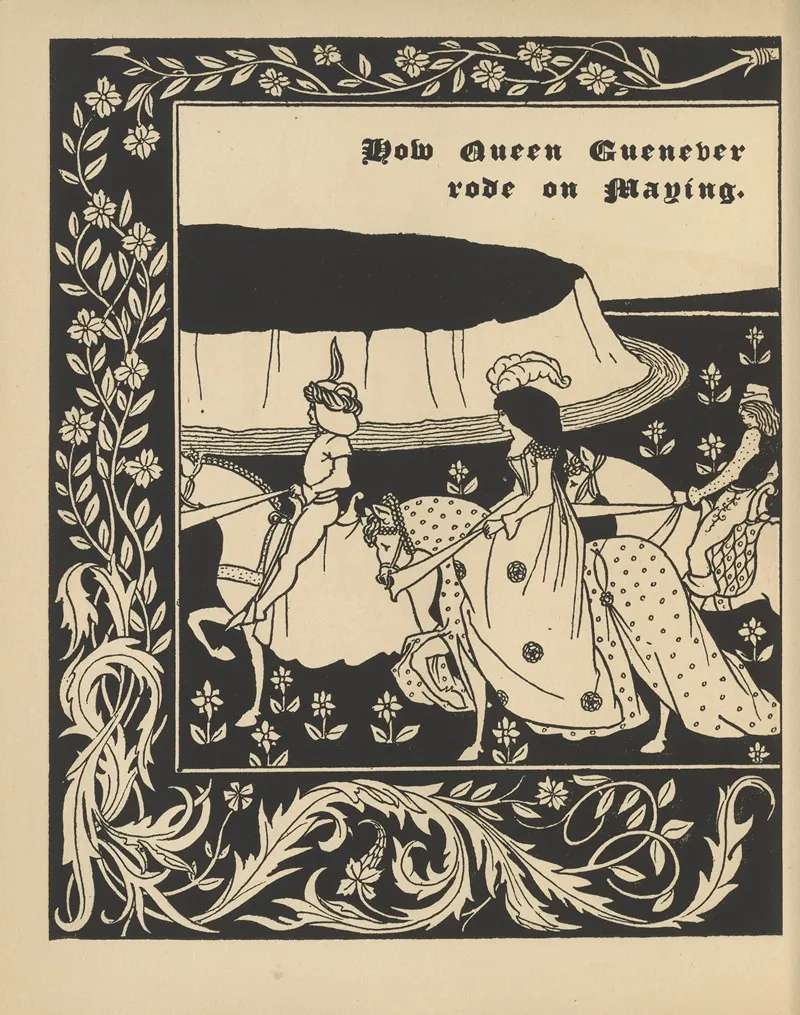 How Queen Guenever Rode On Maying by Aubrey Vincent Beardsley - Canvas Print
