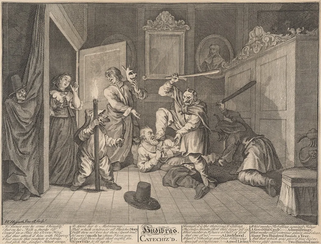 Hudibras Catechizd No 9 by William Hogarth - Canvas Print