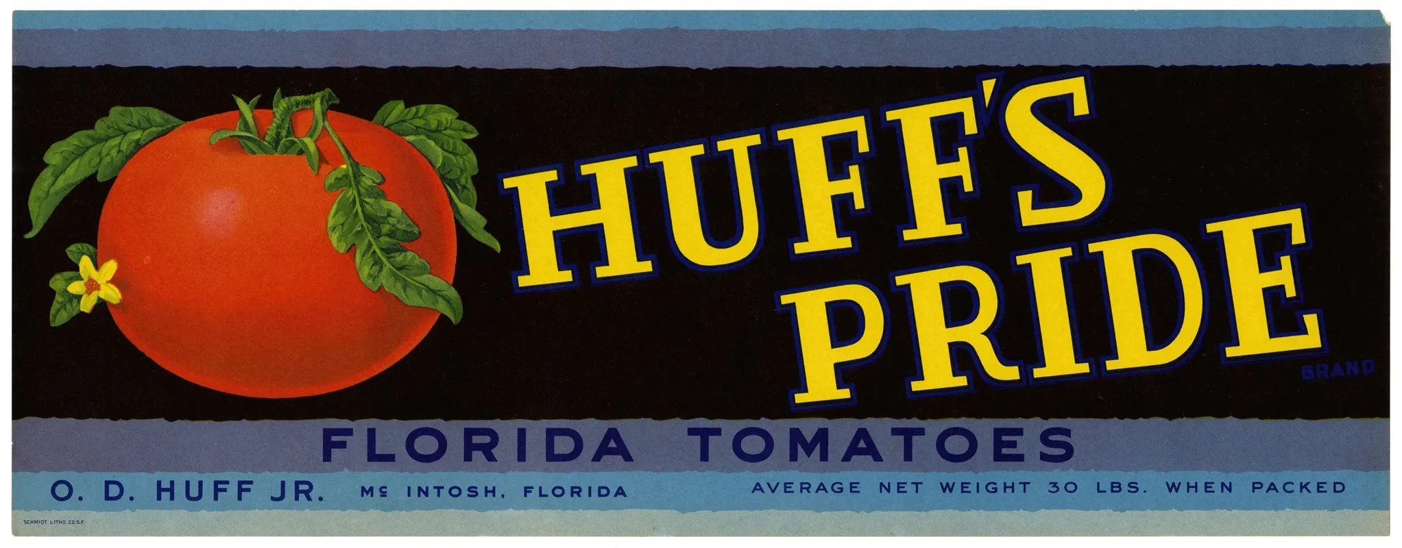 Huffs Pride Florida Tomatoes Label