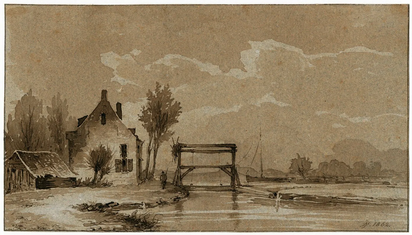 Huis Bij Een Overtoom In Een Riviertje