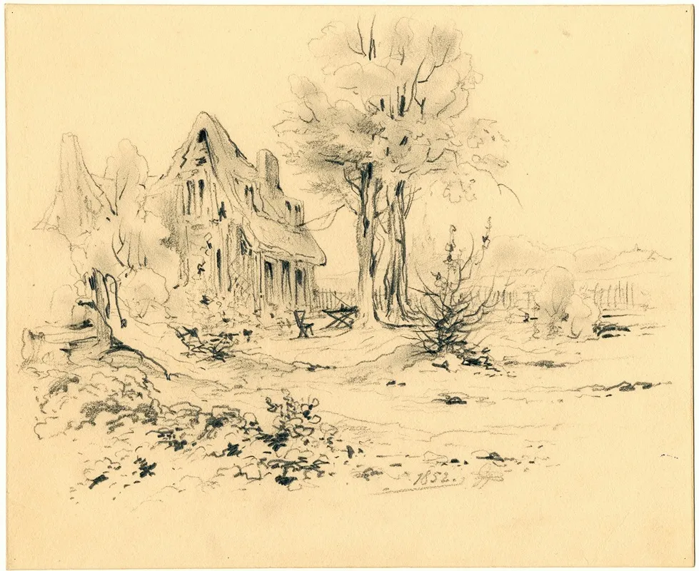 Huis Met Bomen En Waterpomp Aan De Voet Van De Duinen