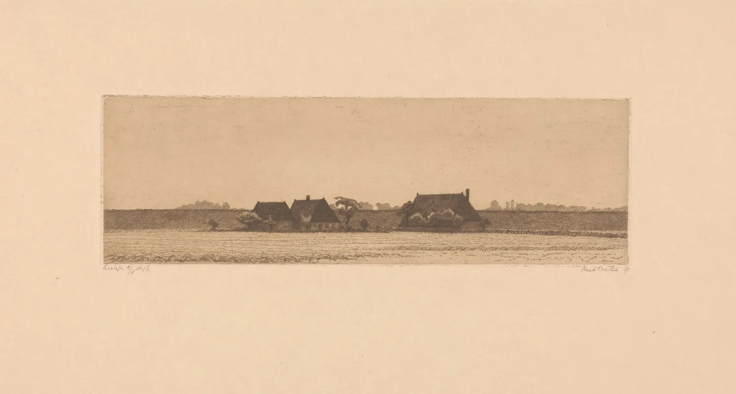 Huisjes Aan De Dijk by Mia Bake - Canvas Print