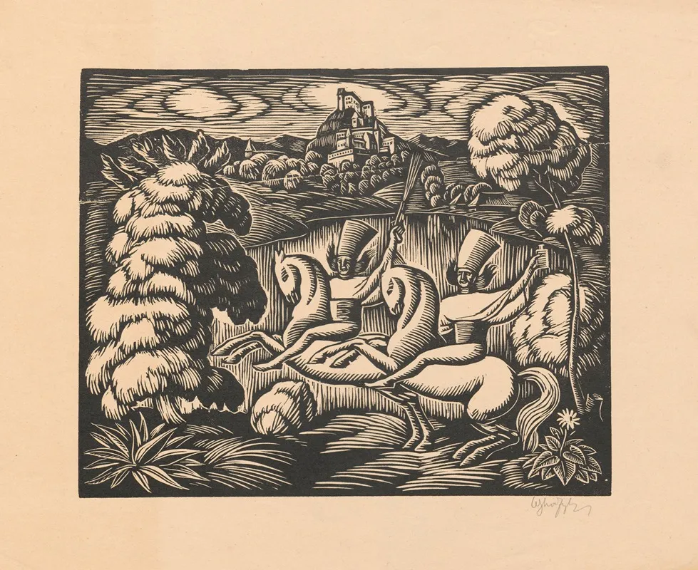 Hulanka 2 by Władysław Skoczylas - Canvas Print