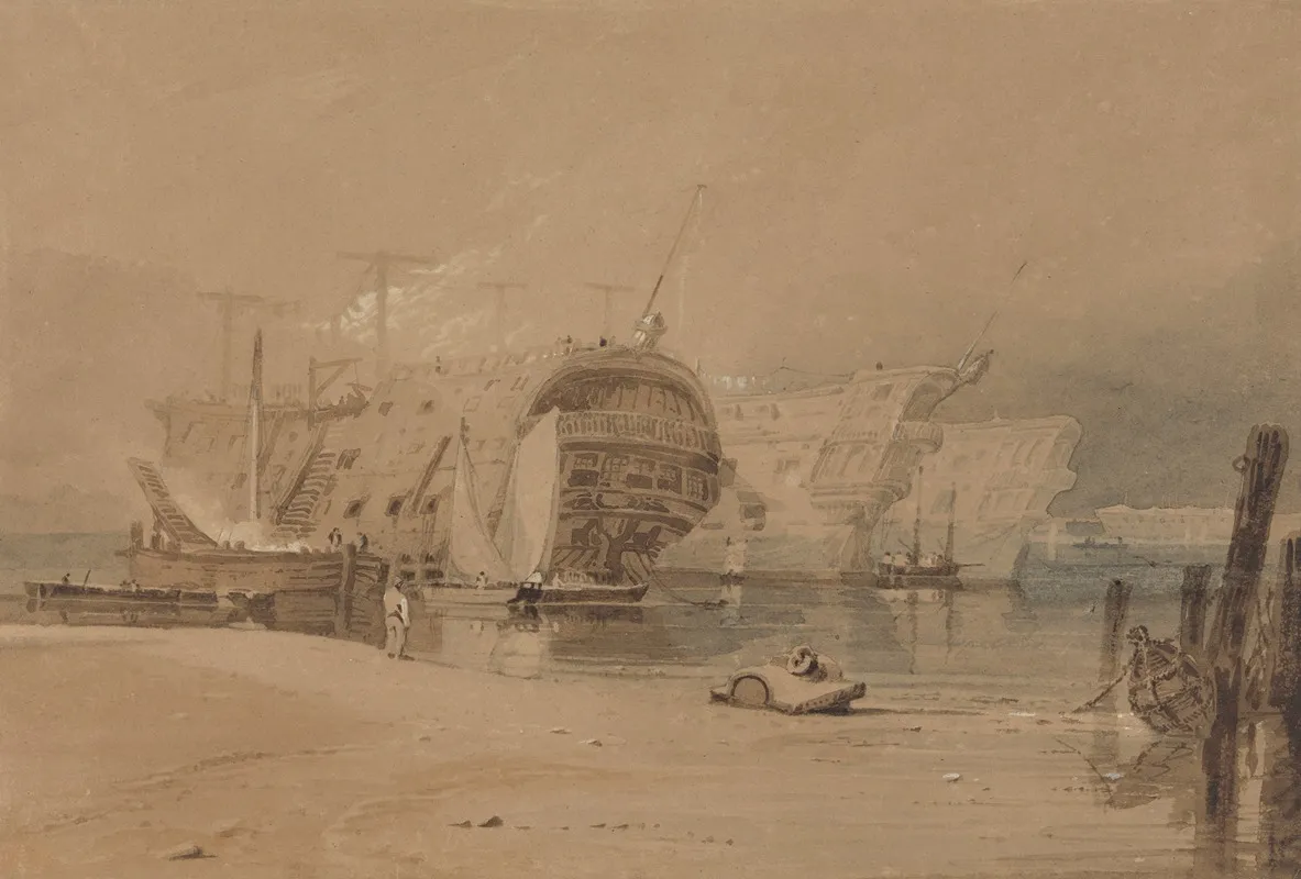 Hulks At Plymouth by Samuel Prout - Canvas Print