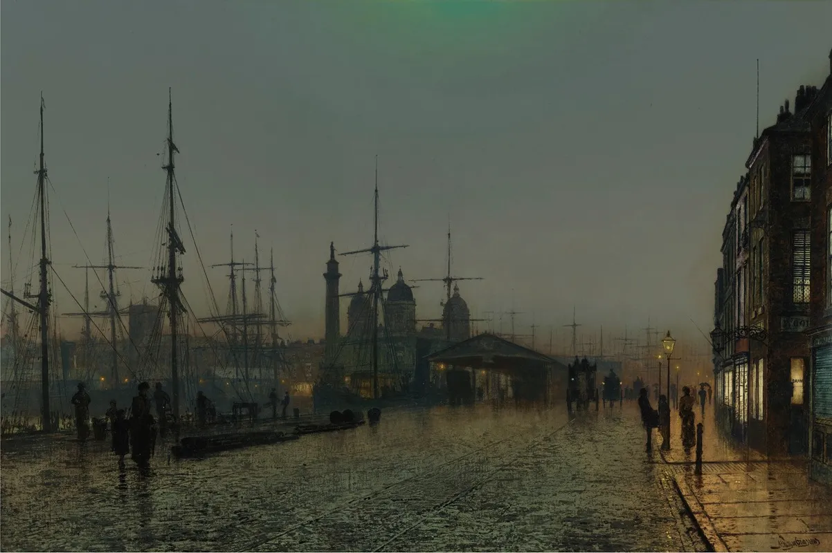 Hull Docks At Night by John Atkinson Grimshaw - Canvas Print