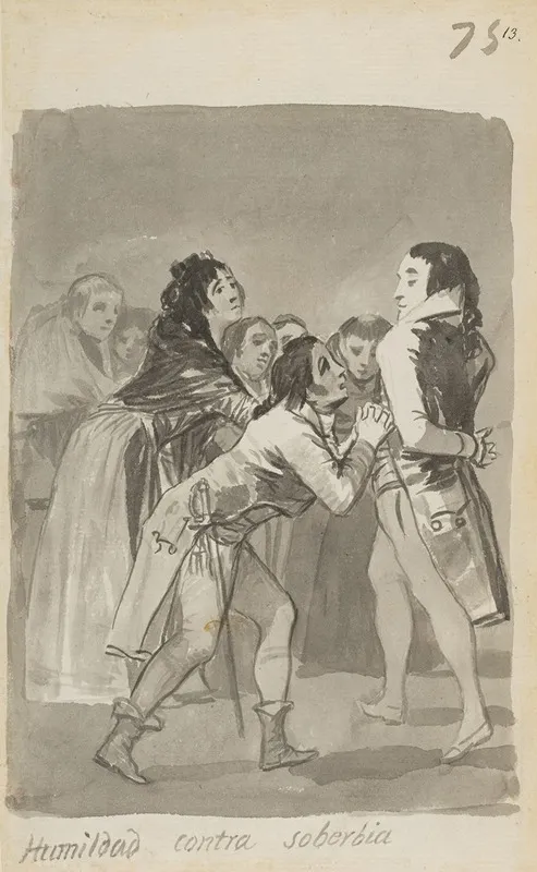 Humility Versus Pride A Young Man Imploring An Older Man With Other Figures In Front Of Them