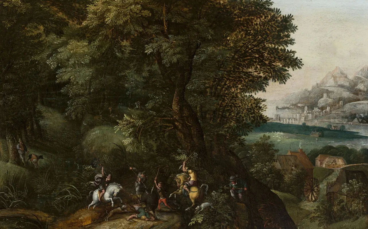 Hunting A Wild Boar by Jacob Grimmer - Canvas Print