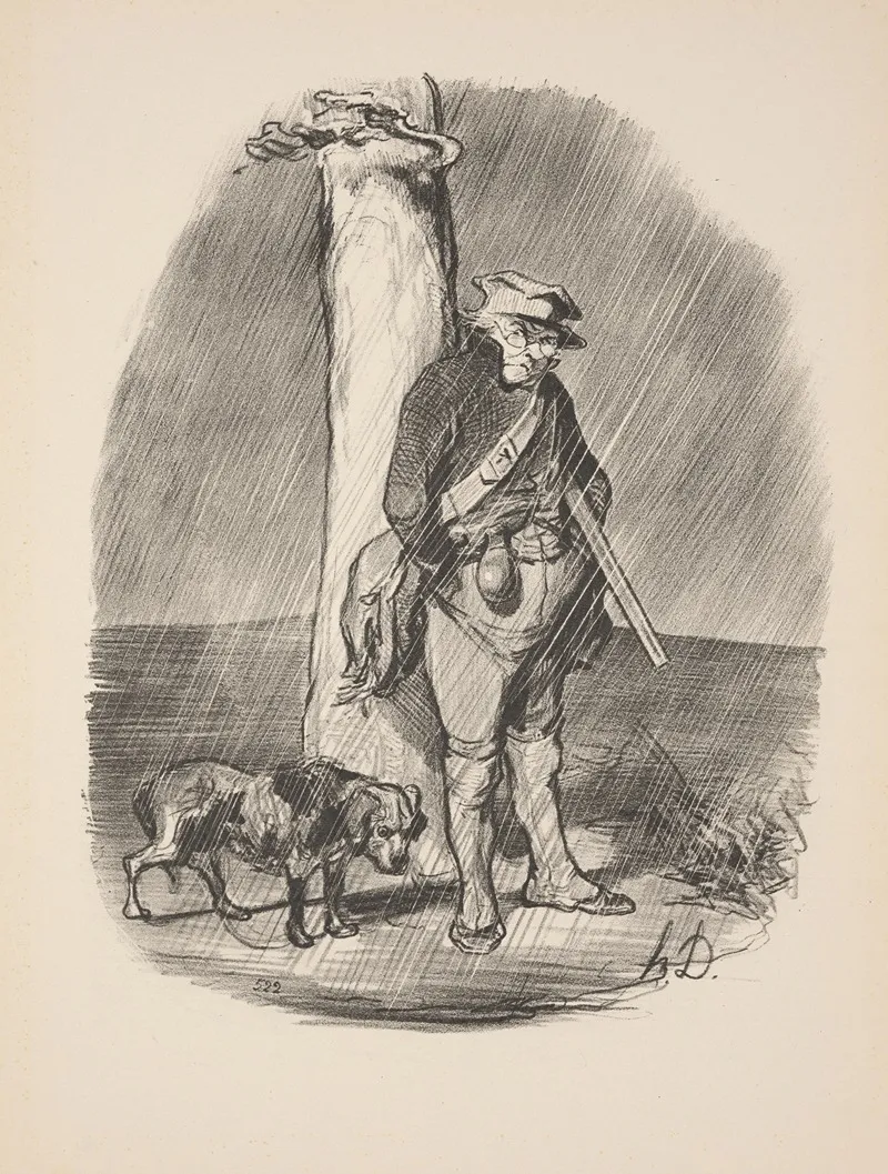 Hunting And Fishing Pl 03 by Honoré Daumier - Canvas Print