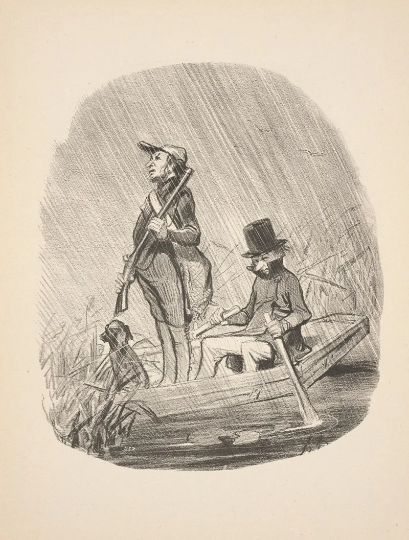 Hunting And Fishing Pl 08 by Honoré Daumier - Canvas Print