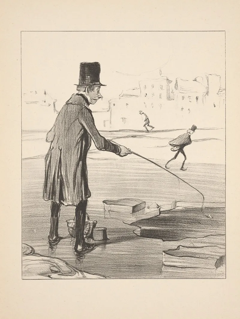 Hunting And Fishing Pl 20 by Honoré Daumier - Canvas Print