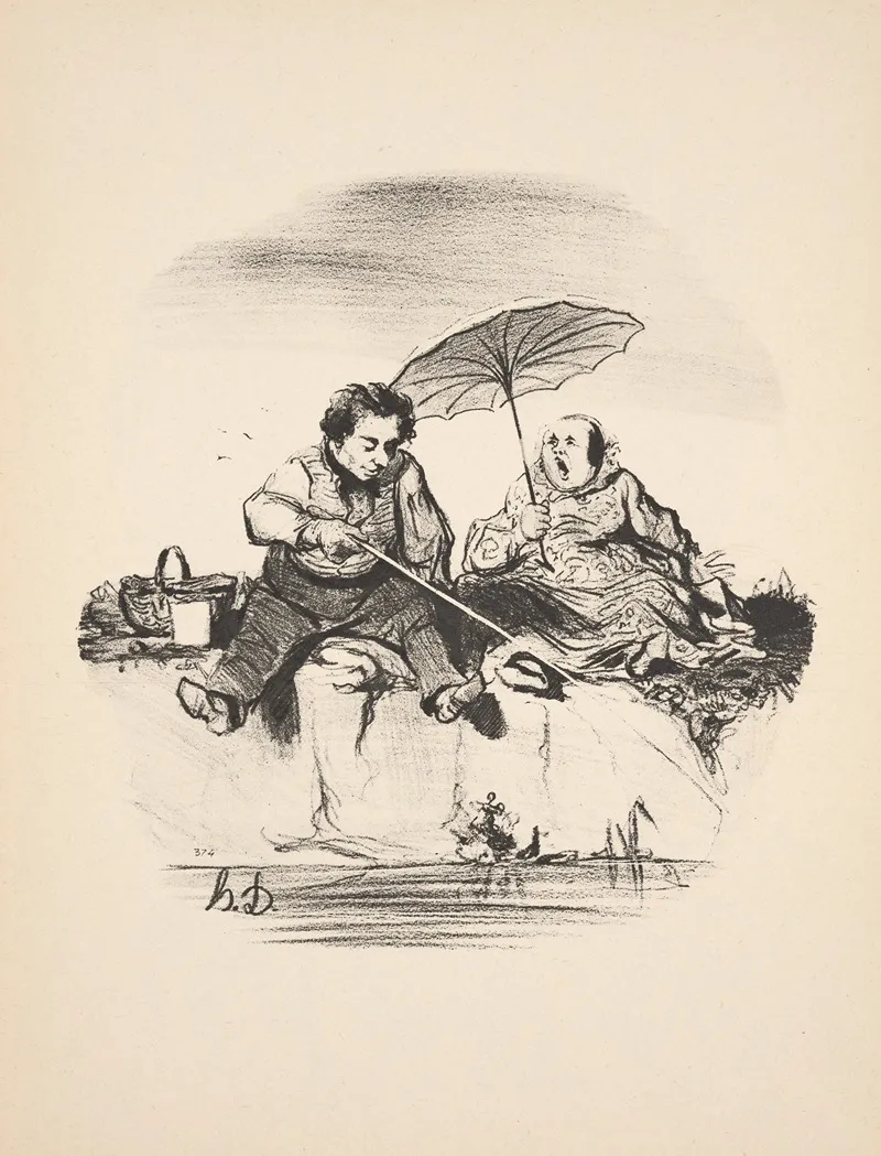 Hunting And Fishing Pl 23 by Honoré Daumier - Canvas Print