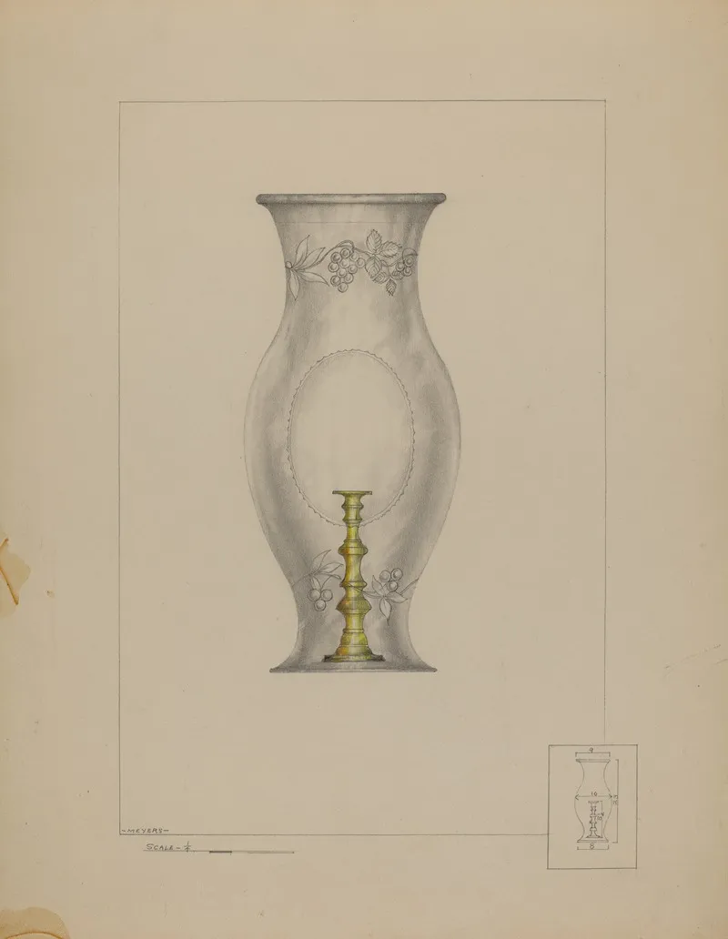Hurricane Shade And Candlestick by Henry Meyers - Canvas Print