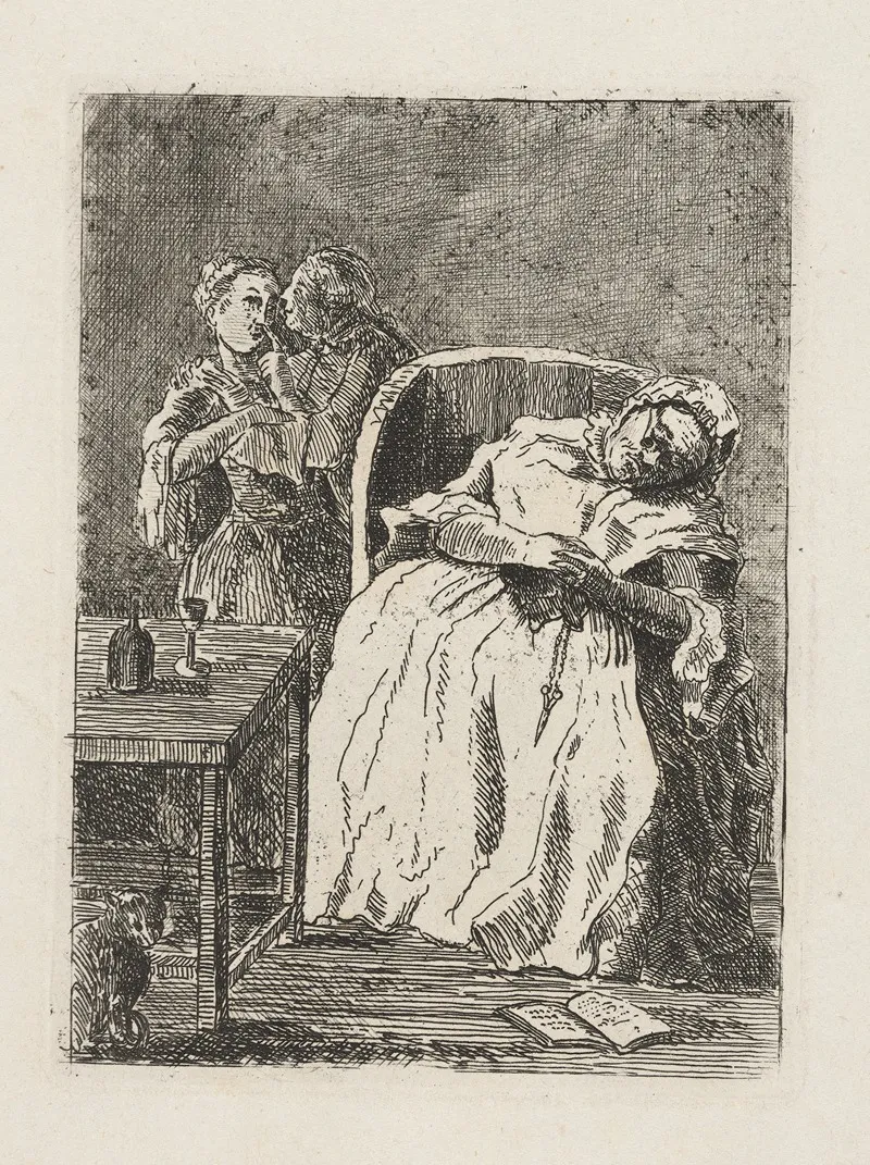 Husband Kisses Maid As Wife Sleeps In Chair