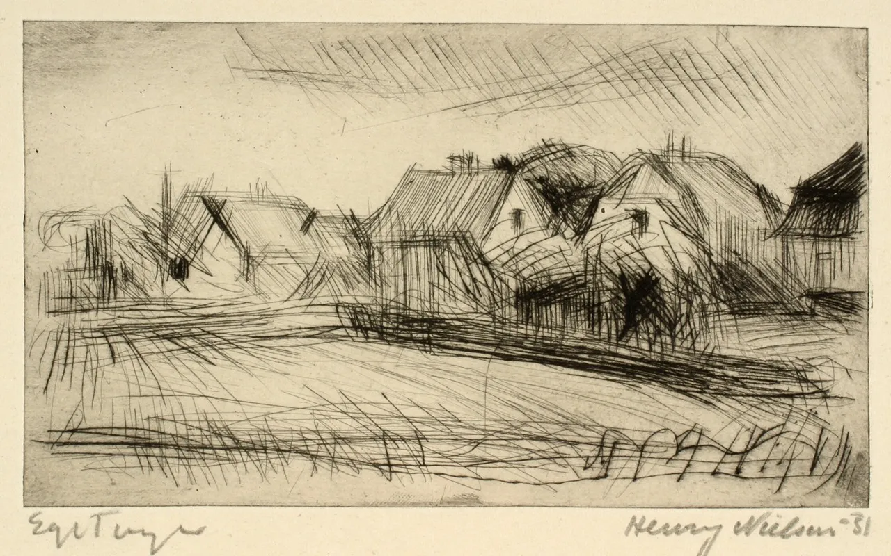 Huse Med Haver by Henry Nielsen - Canvas Print