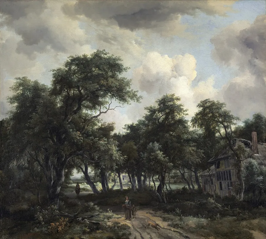 Hut Among Trees by Meindert Hobbema - Canvas Print