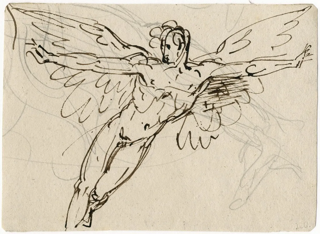Icarus Gevleugelde Man Met Gespreide Armen by David Humbert de Superville - Canvas Print