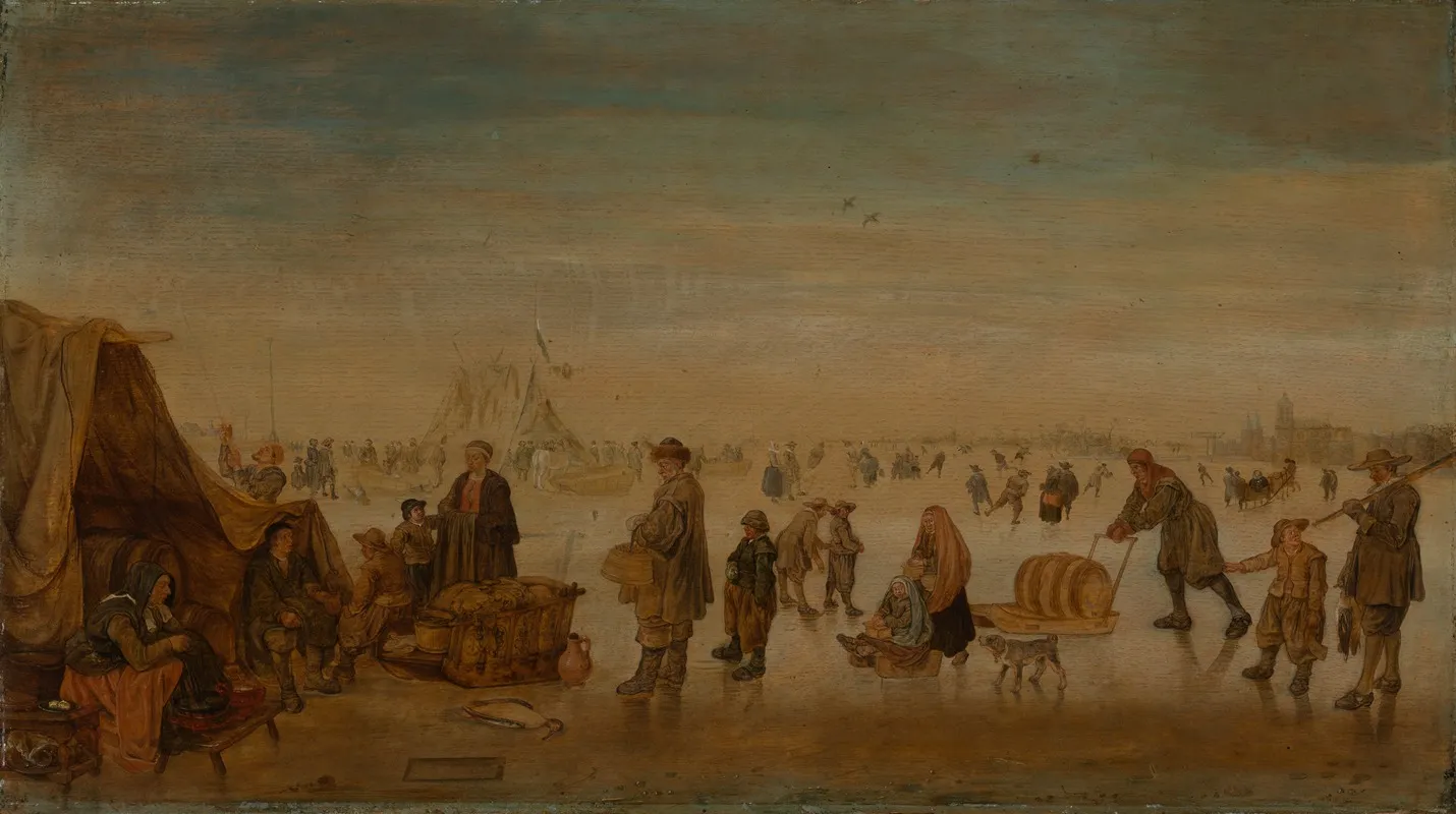 Ice Fun On A Frozen River by Arent Arentsz. Cabel - Canvas Print