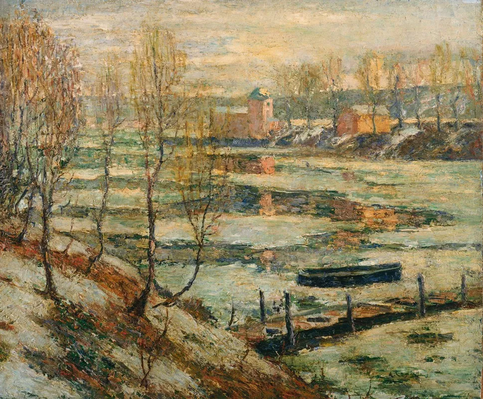 Ice In The River by Ernest Lawson - Canvas Print