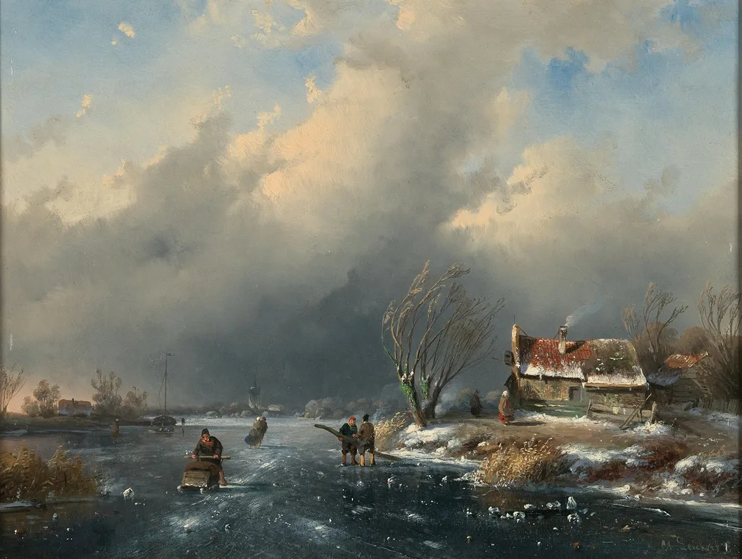 Ice Skaters 5 by Charles Leickert - Canvas Print