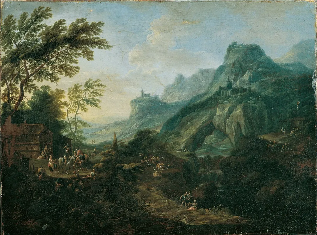 Ideale Berglandschaft Mit Gehoft by Maximilian Joseph Schinnagl - Canvas Print