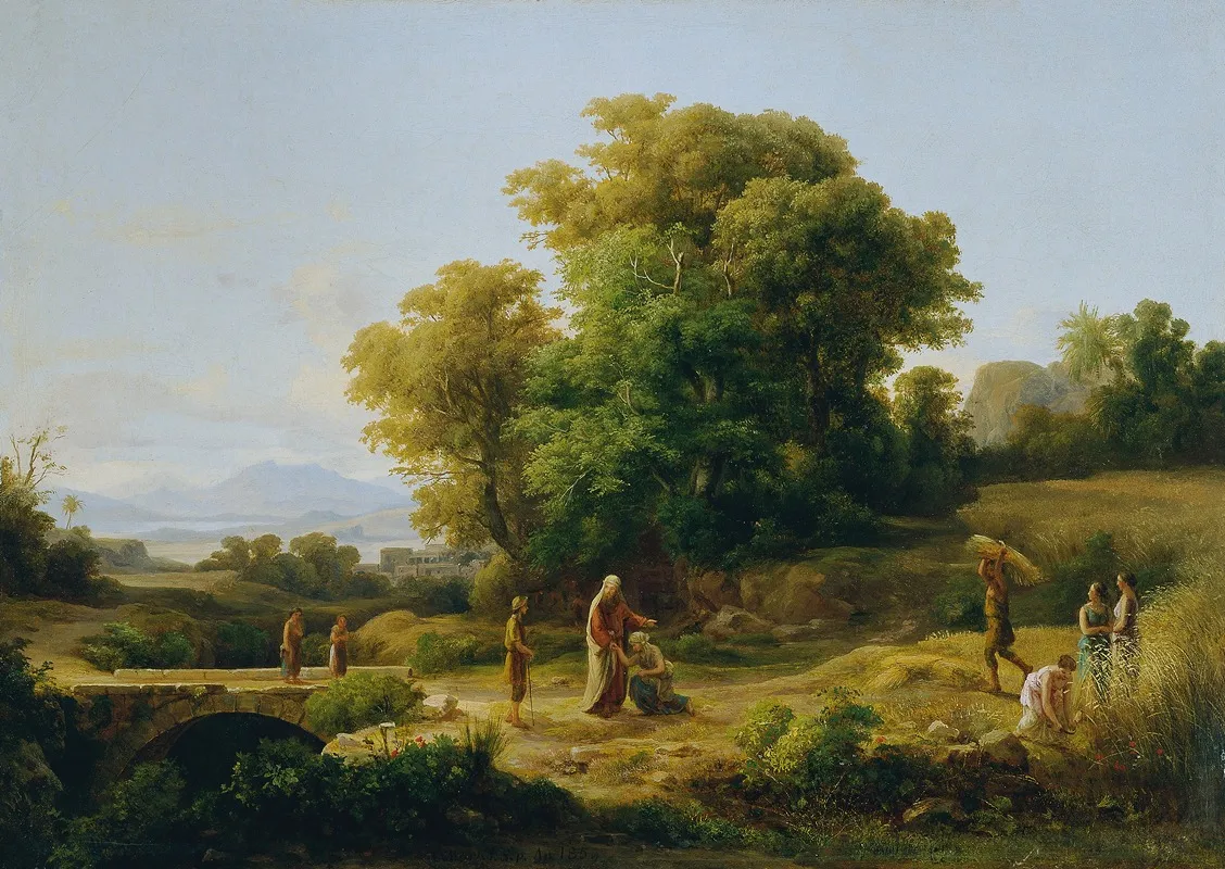 Ideale Landschaft Mit Boas Und Ruth by Károly Markó - Canvas Print