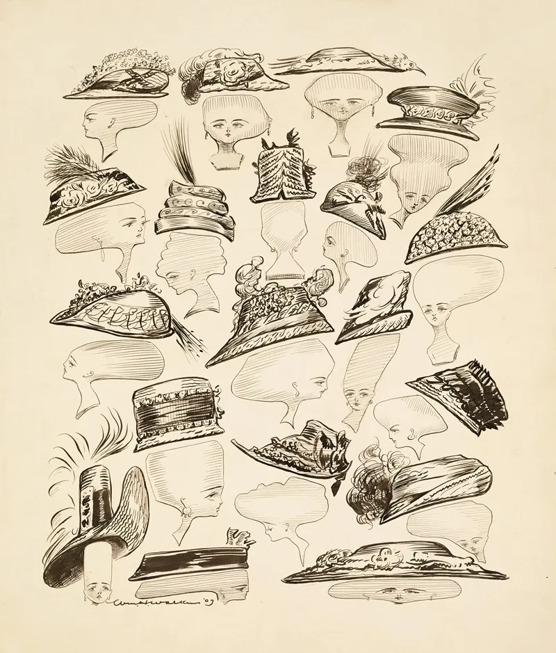 If Womans Head Fitted Her Hat by William Henry Walker - Canvas Print