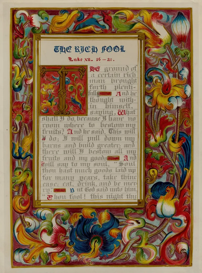 Illuminated Parable The Rich Fool by Robert Stewart - Canvas Print