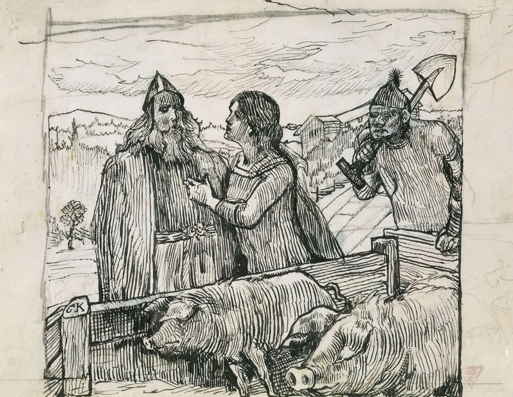 Illustrasjon Til Olav Tryggvasons Saga I Snorre Sturlason Kongesagaer Kristiania 1899