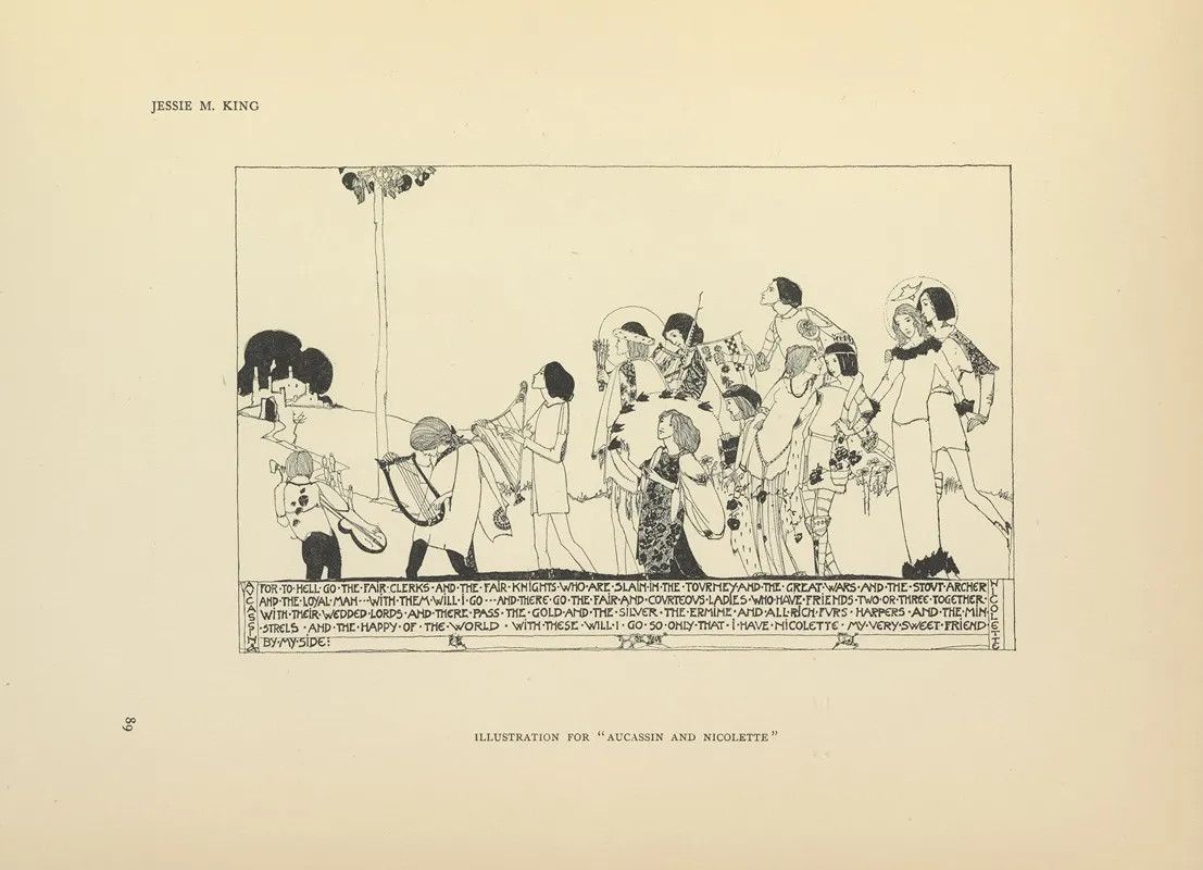 Illustration For Aucassin And Nicolette by Jessie Marion King - Canvas Print