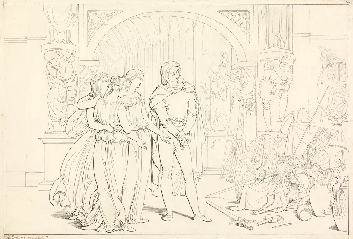 Illustration To Pilgrims Progress 10 The Pilgrim In The Armory by Henry Courtney Selous - Canvas Print