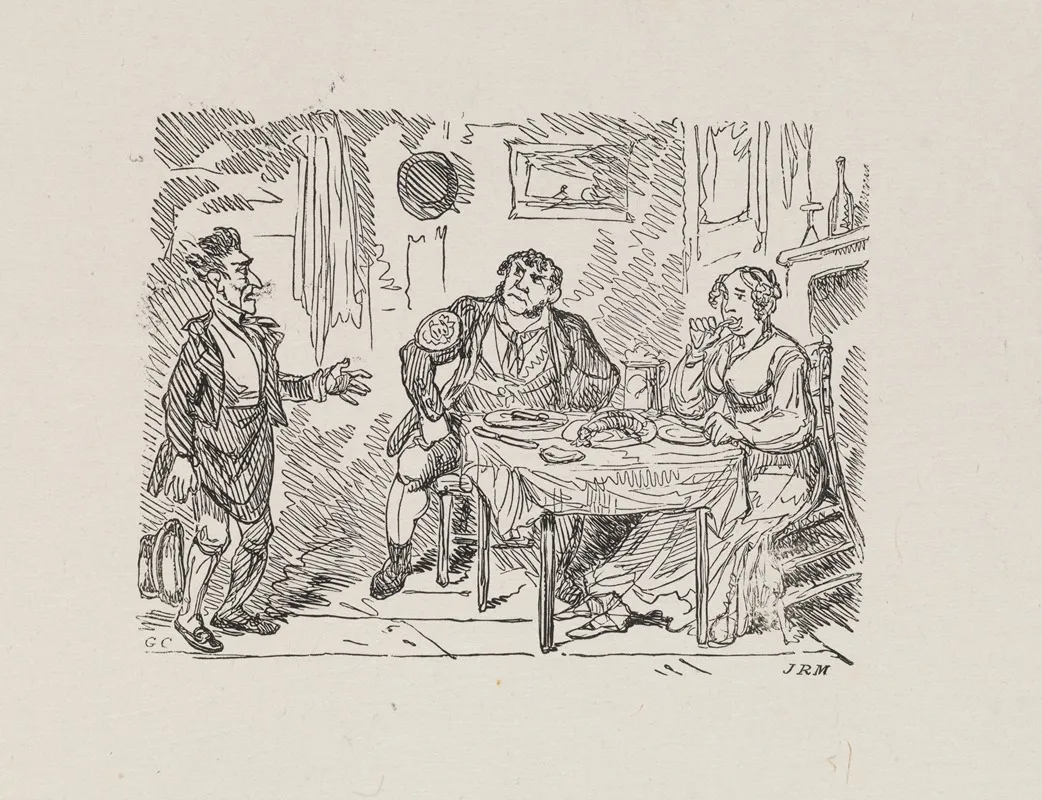 Illustrations For The Universal Songster Pl 03 by George Cruikshank - Canvas Print