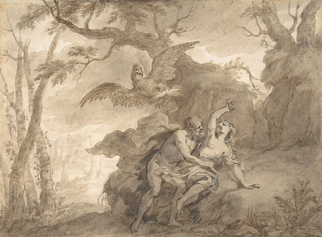 Illustrations To The Metamorphoses Of Ovid Jupiter And Io 1 Jupiter And Io Disguised As A White Beifer 2 Mercury Rescuing Io From Argus 3 3 by Godfried Maes - Canvas Print