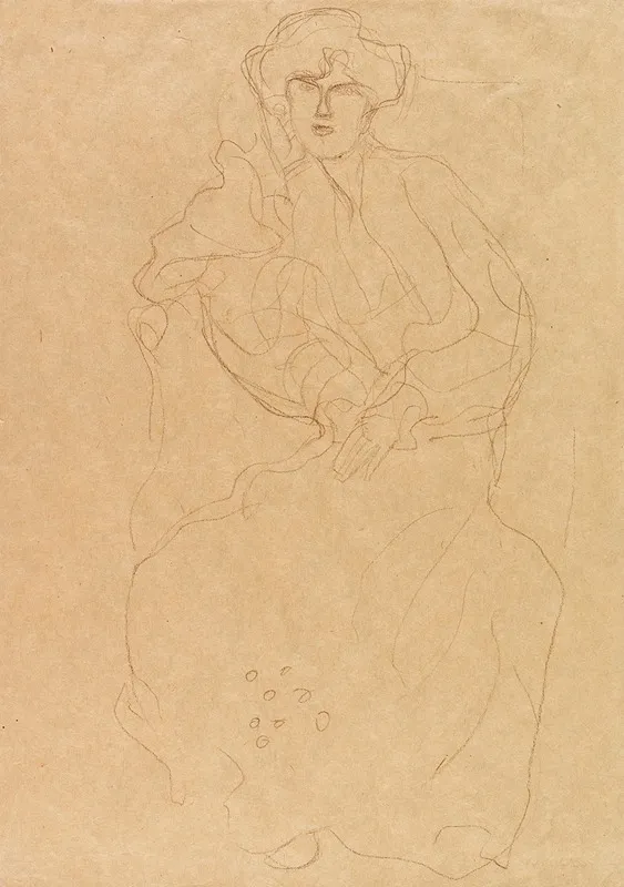 Im Lehnstuhl Sitzende Von Vorne by Gustav Klimt - Canvas Print