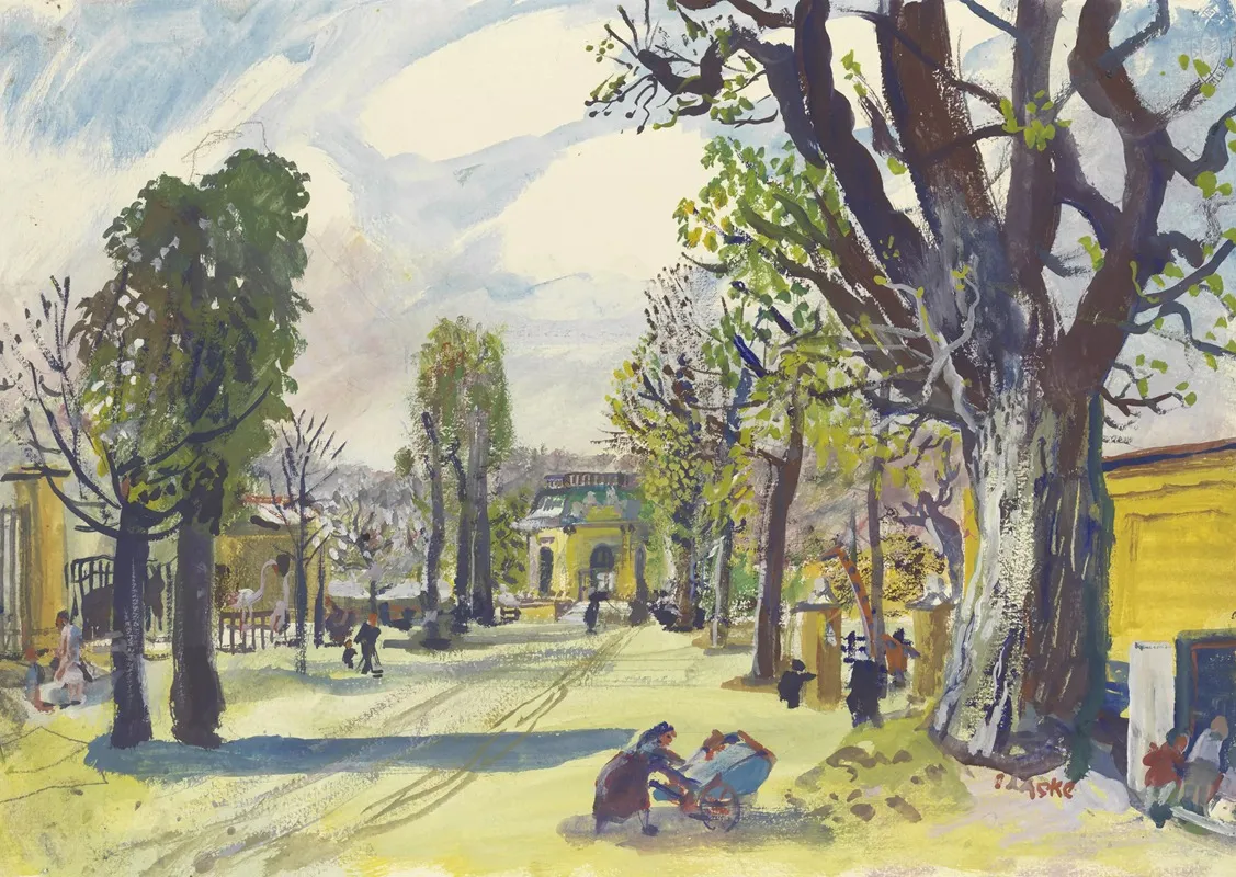 Im Tiergarten Von Schonbrunn by Oskar Laske - Canvas Print