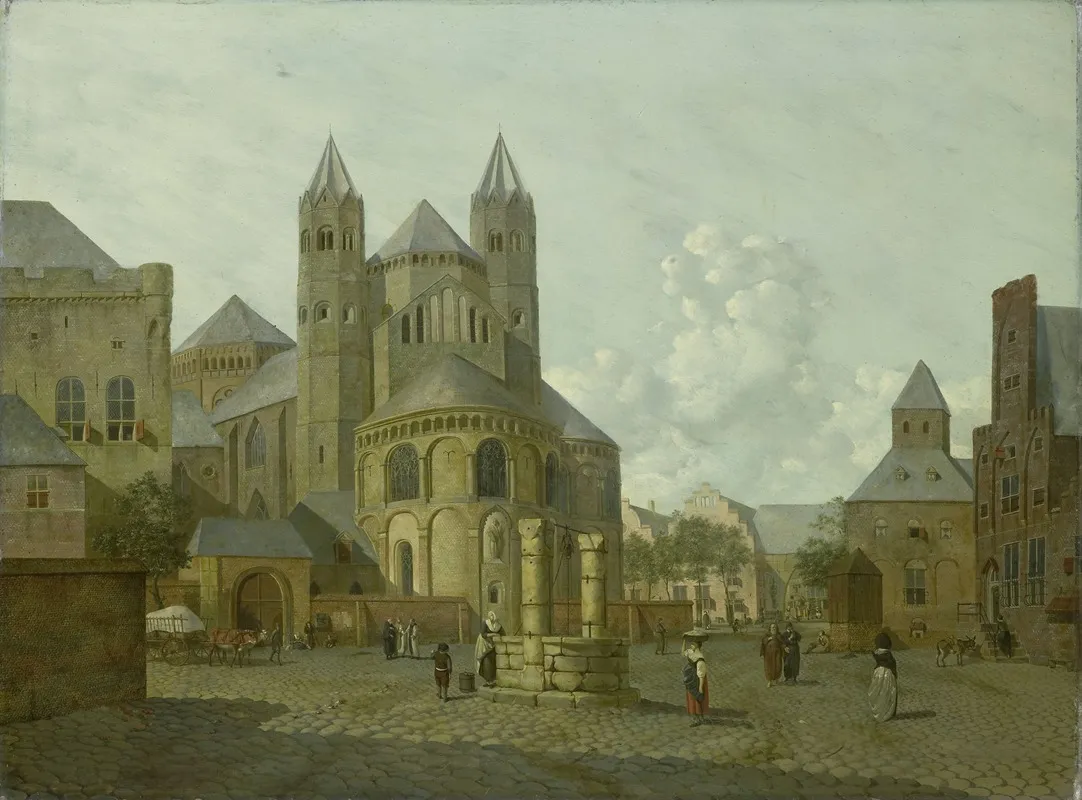 Imaginary Cityscape With Romanesque Church by Johannes Huibert Prins - Canvas Print