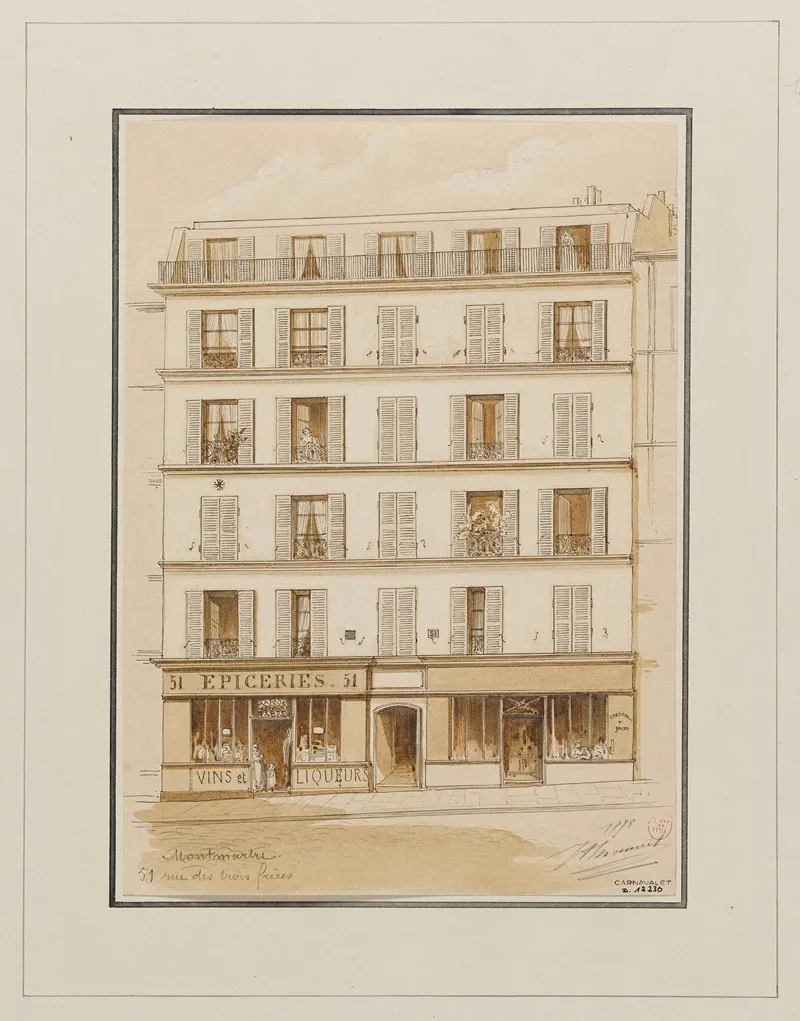 Immeuble Au N51 Rue Des Trois Freres Montmartre 18eme Arrondissement by Jules-Adolphe Chauvet - Canvas Print