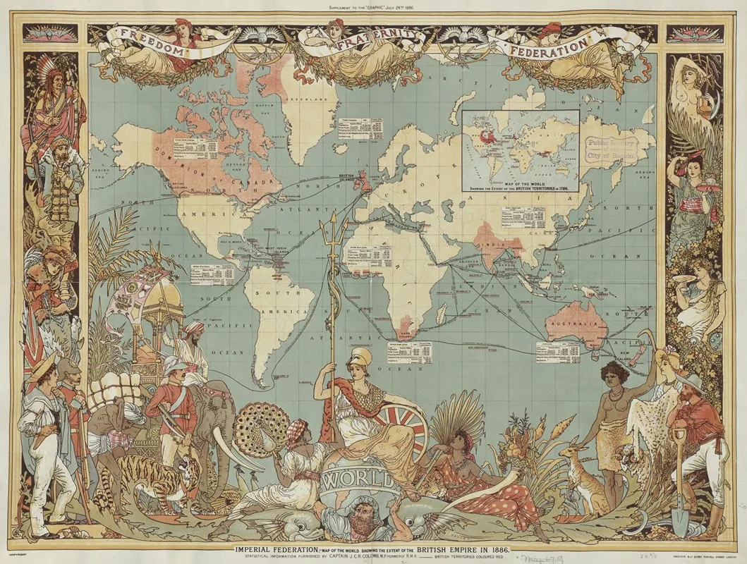 Imperial Federation Map Of The World Showing The Extent Of The British Empire In 1886