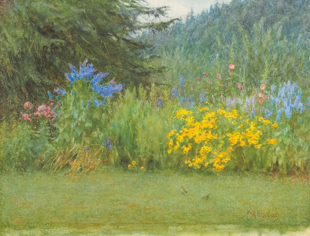 In A Surrey Garden Brook Near Witley by Helen Allingham - Canvas Print