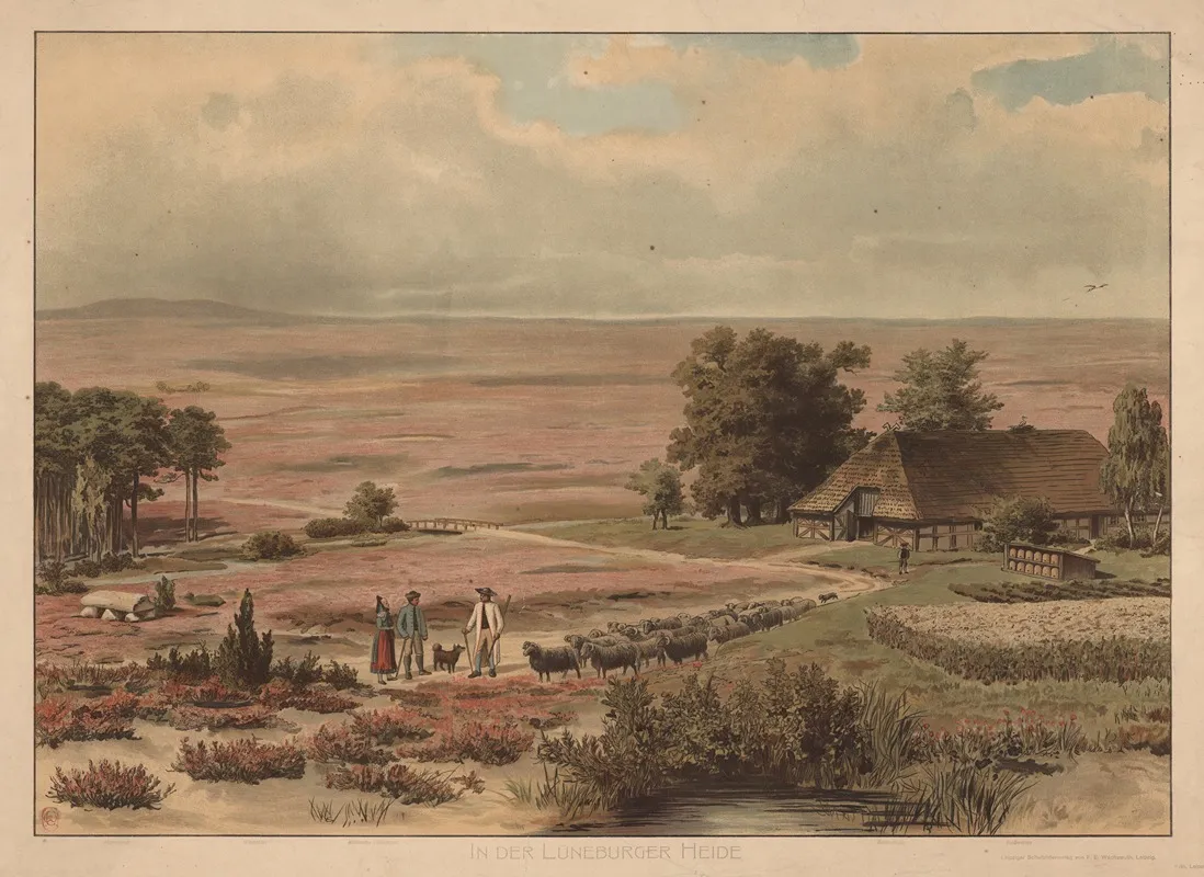 In Der Luneburger Heide by Adolf Lehmann - Canvas Print