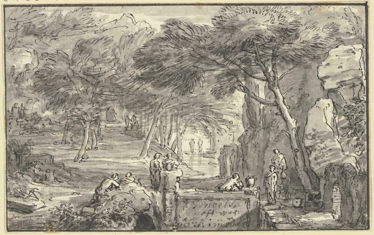 In Einem Hain Bei Einem Brunnen Viele Figuren by Abraham Genoels II - Canvas Print