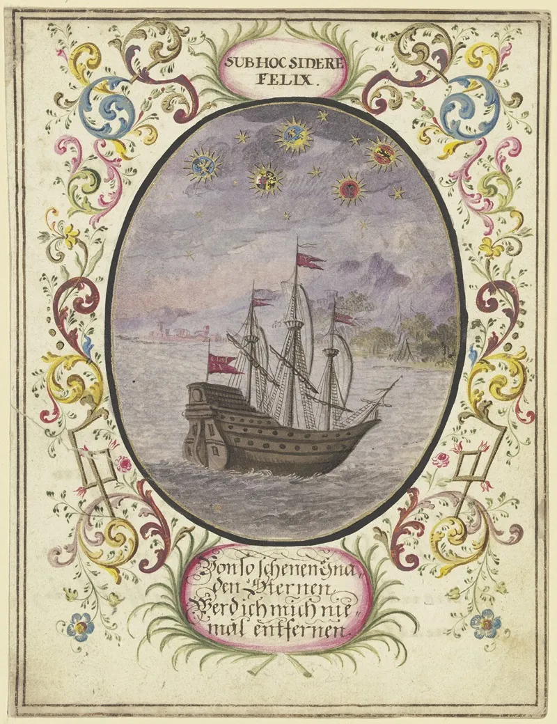 In Einem Oval Ein Schiff by Johann Esaias Nilson - Canvas Print