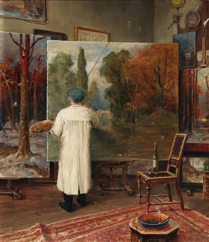 In Seinem Atelier by Julius Sergius Klever - Canvas Print