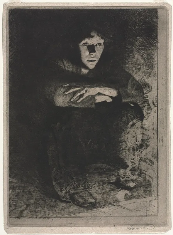 In The Ashes by Albert Besnard - Canvas Print