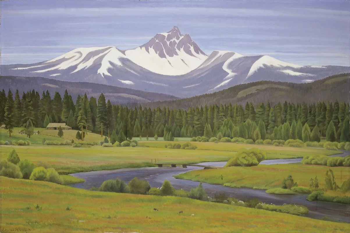 In The Cascade Mountains by Edward Bruce - Canvas Print