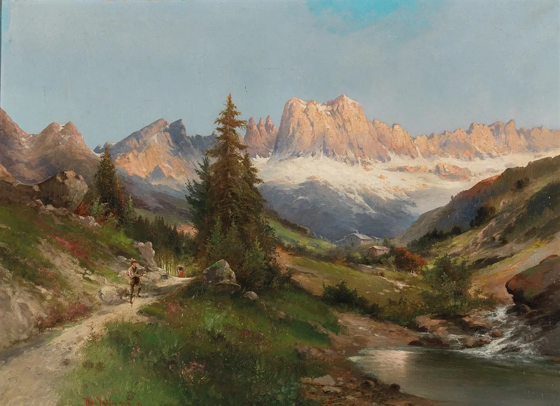 In The Dolomites by Karl Kaufmann - Canvas Print